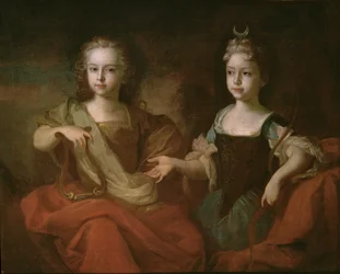 Tsarévitch Pierre Alekseevitch et Tsarévna Nathalie Alekseevna en Apollon et Diane, c.1722